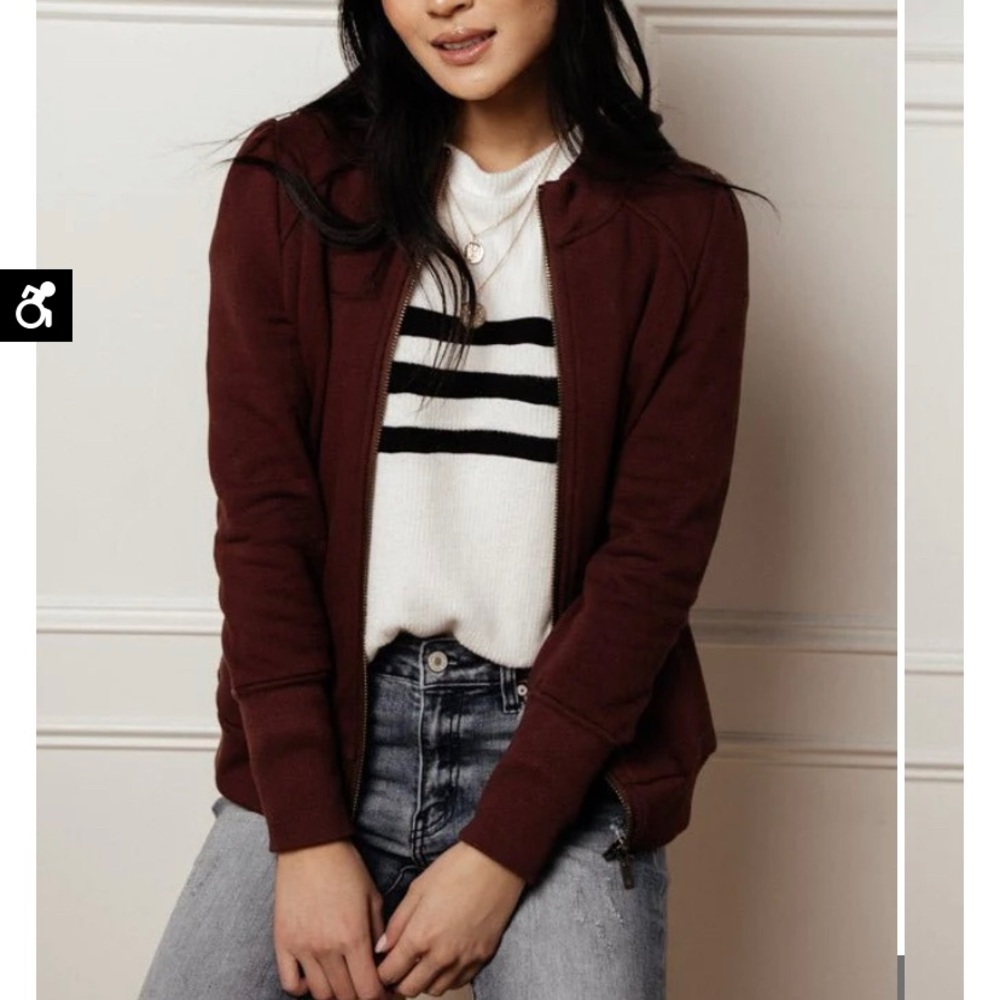 Burgundy puff sleeve jacket